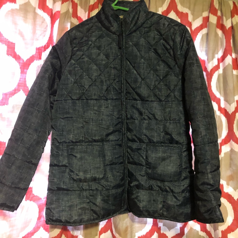 Soft Surroundings Small Puffed Light Jacket Blue grey zipper women’s top